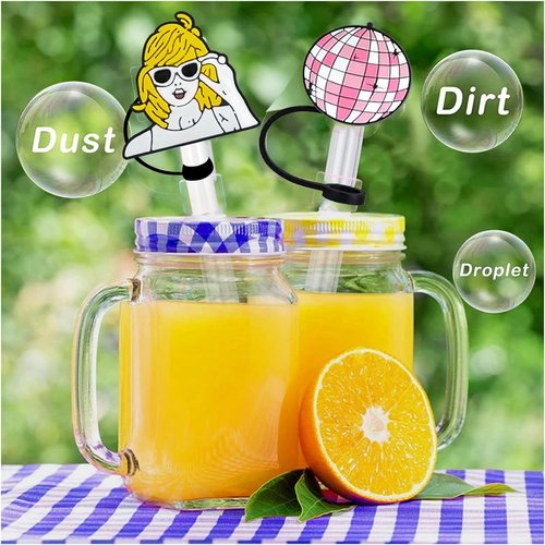 Silicone Music Straw Cover for Stanley Cup, 30oz & 40oz 10mm 0.4in Covers Cap, Tumbler Cup Accessories, Cute Resuable Drinking Straw Toppers (5)