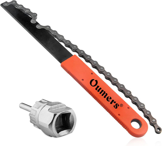 Oumers Bike Chain Tools Kit, Cassette Removal Tool Sprocket Remover Kit/Chain Whip and Cassette/Rotor Lockring Removal Tool with Guide Pin