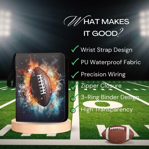 CHIMORY 2025 Football Card Binder Trading Card Binder Holder 400 Pockets, Fits 400 Cards with 50 Removable Pages, Football Cards Gifts Collector Album with Zipper Storage Display Case