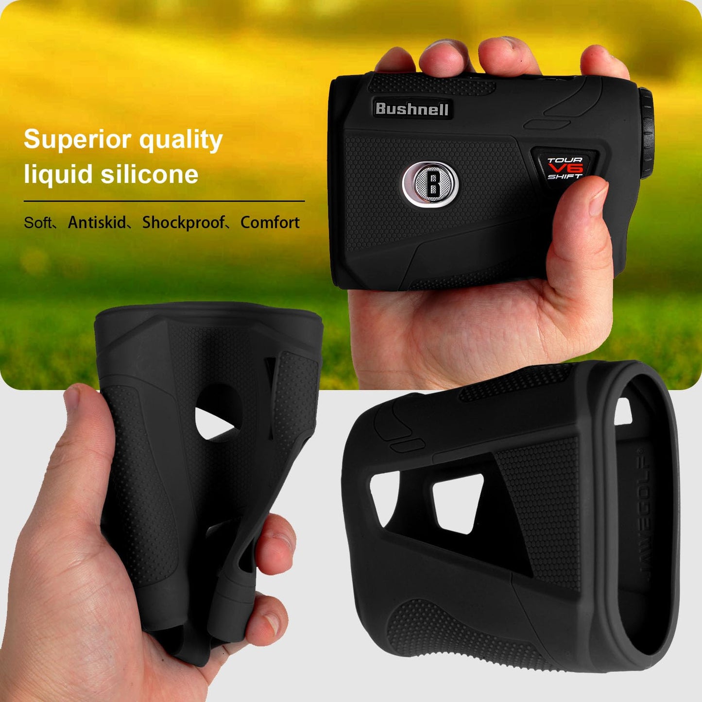 JAWEGOLF Silicone Case Compatible with Bushnell V6 and Bushnell V6 Shift Golf Rangefinder (Black)