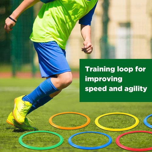 Deekin 40 Pcs Agility Rings Speed and Agility Training Rings Exercise Speed Circle Jumping Hoops for Training Toss Equipment, 15"(Multicolored)