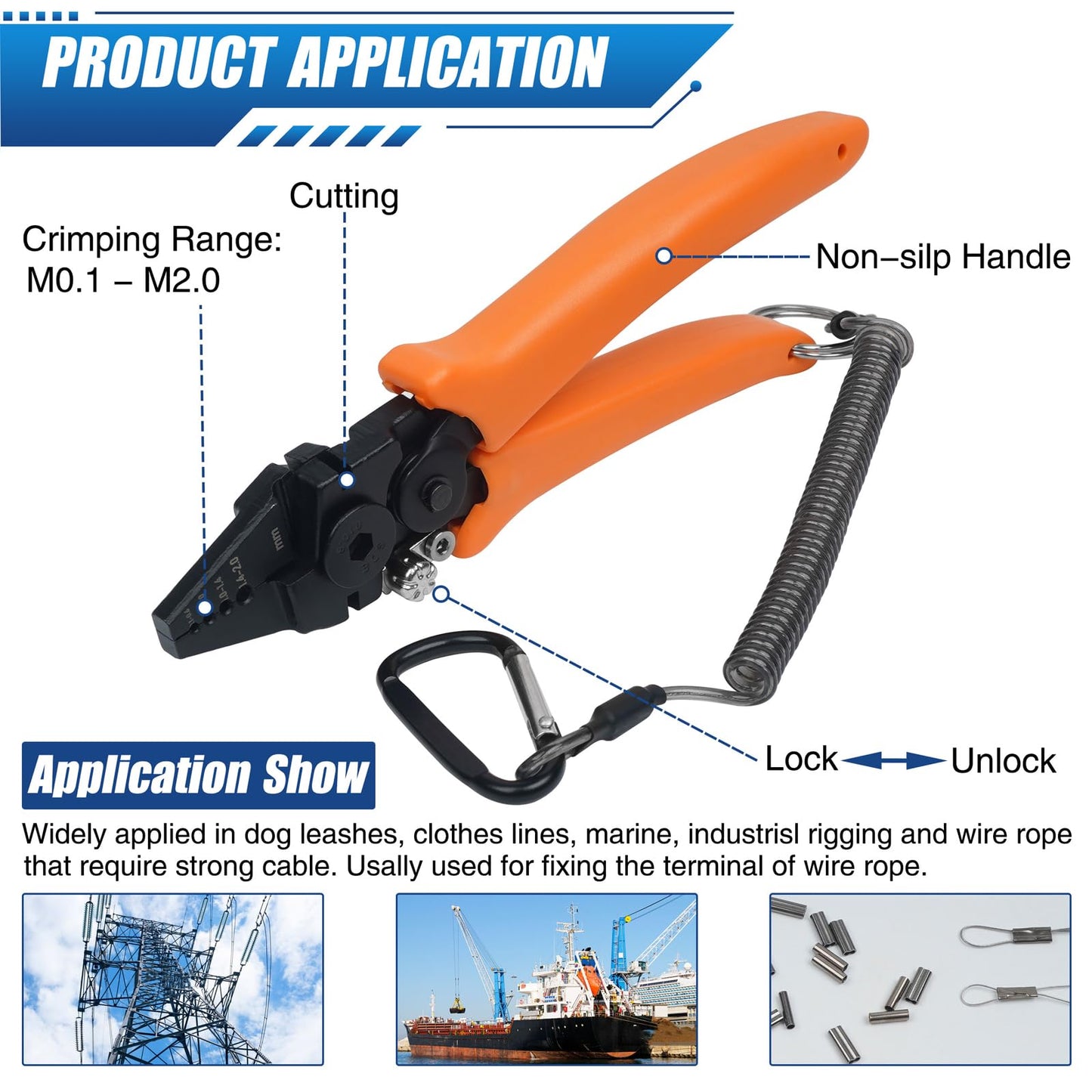 Fishing Crimping Tool Kit, Fishing Crimping Pliers with 160pcs Crimp Sleeves Kit Wire Rope Leader Crimper Tool 6.8 inch Crimpers Pliers Wire Cutter Copper Loop Sleeves