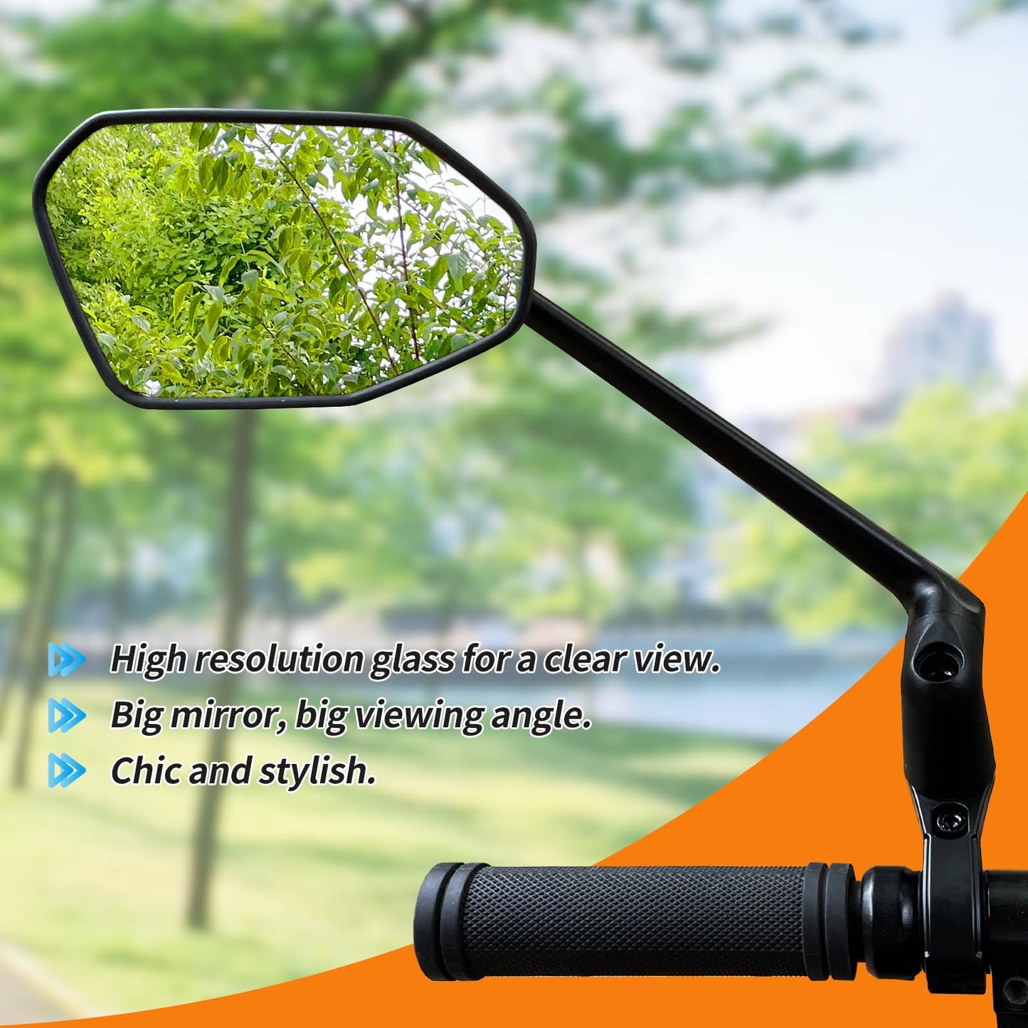 Homieway Bike Mirror, Aluminum Bicycle Mirror Handlebar Mount,Foldable & Adjustable HD Real Glass Cycle Mirror, Bike rear viewmirror for Ebike Scooter MTB (Left Handlebar 0.87-1 inch)