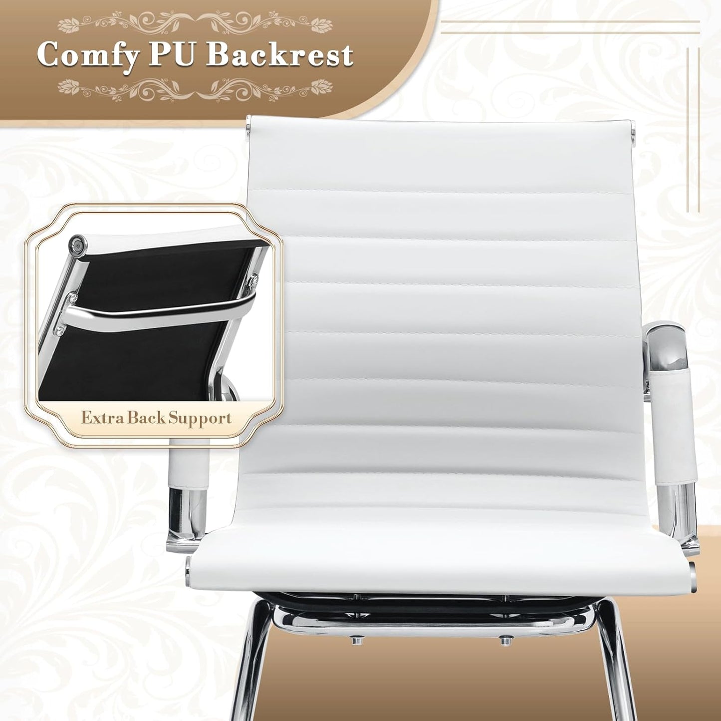 Athena Collection Desk Chairs No Wheels Set of 2, Office Guest Chairs with Sled Base Mesh Back Armrest, Side Reception Armchairs for Reception Conference Waiting Room, Black