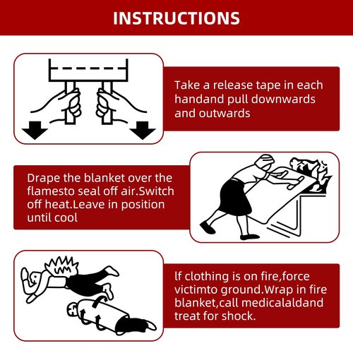 Emergency Fire Blanket (4 Pack) + 4 Hooks & 1 Gloves, 40" x 40" Fire Blanket for Home, Fiberglass Fireproof Kitchen,100% Fiberglass