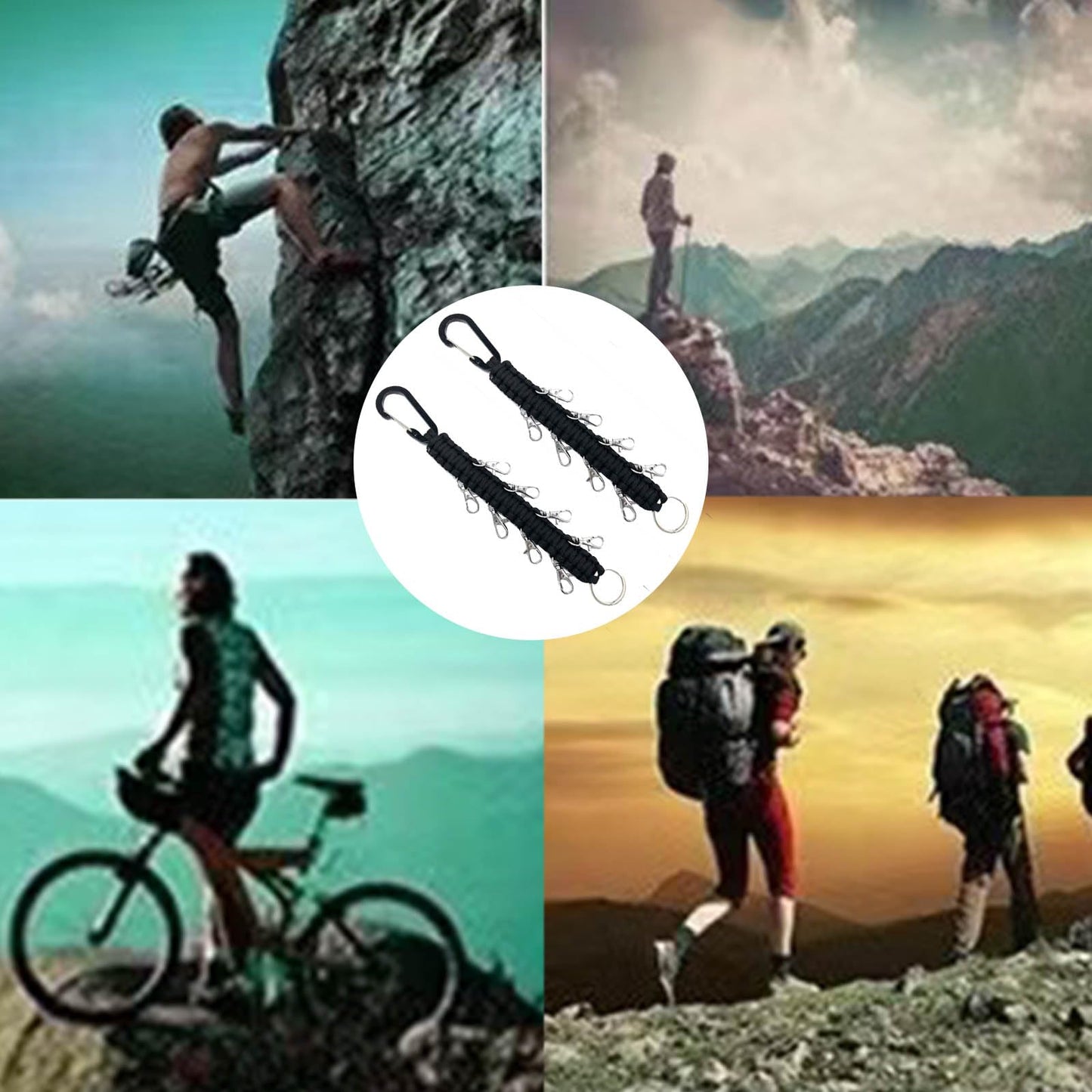 Forieru 4Pcs Cheer Bow Holders - Handmade Mountaineering Buckle For Teen Girls Cheerleading, Sports Backpack Accessories Organizer With 8 Hooks (Black)