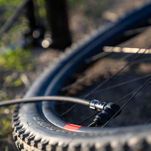 LEZYNE Pressure Over Drive High Volume Tubeless Compatible Bicycle Floor Pump with 2.5" Gauge - 220 PSI Tire Air Pump for Mountain/Gravel Bikes - ABS-1 Pro Tubeless Chuck Fits Presta/M6x0.8 Valve