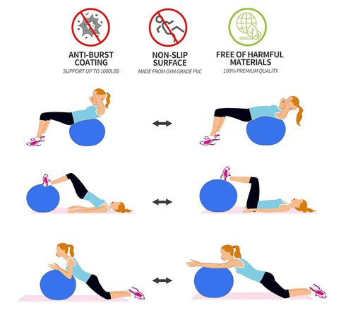 SUYSANP Peanut Shaped Balance Yoga Ball,Gym Rehab Diet Fitness Beginner Kids Adults Yoga Training (0.5 * 1M, Purple)