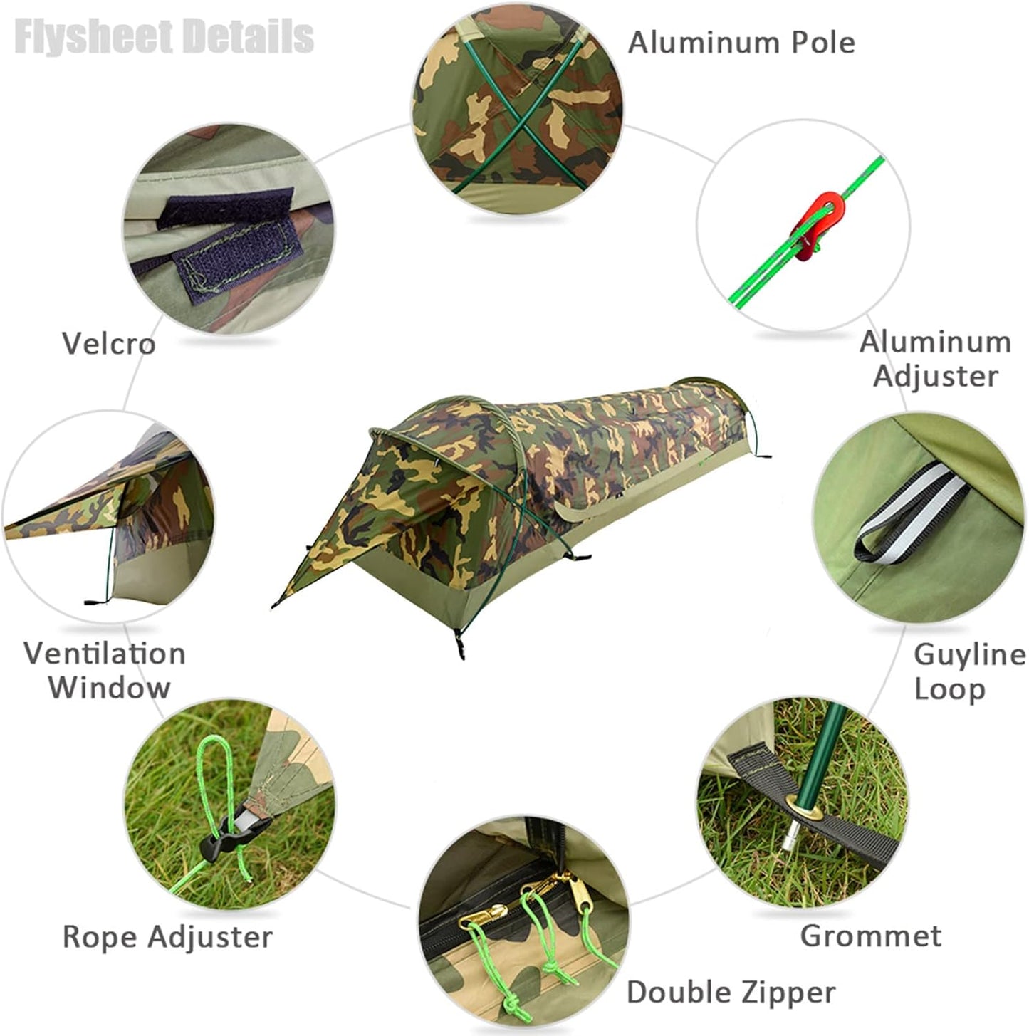 GEERTOP Ultralight Single Person Bivy Tent for Camp Waterproof 1 Man Tent for Camping Hiking Backpacking Hunting Outdoor Survival Gear - Easy Set Up