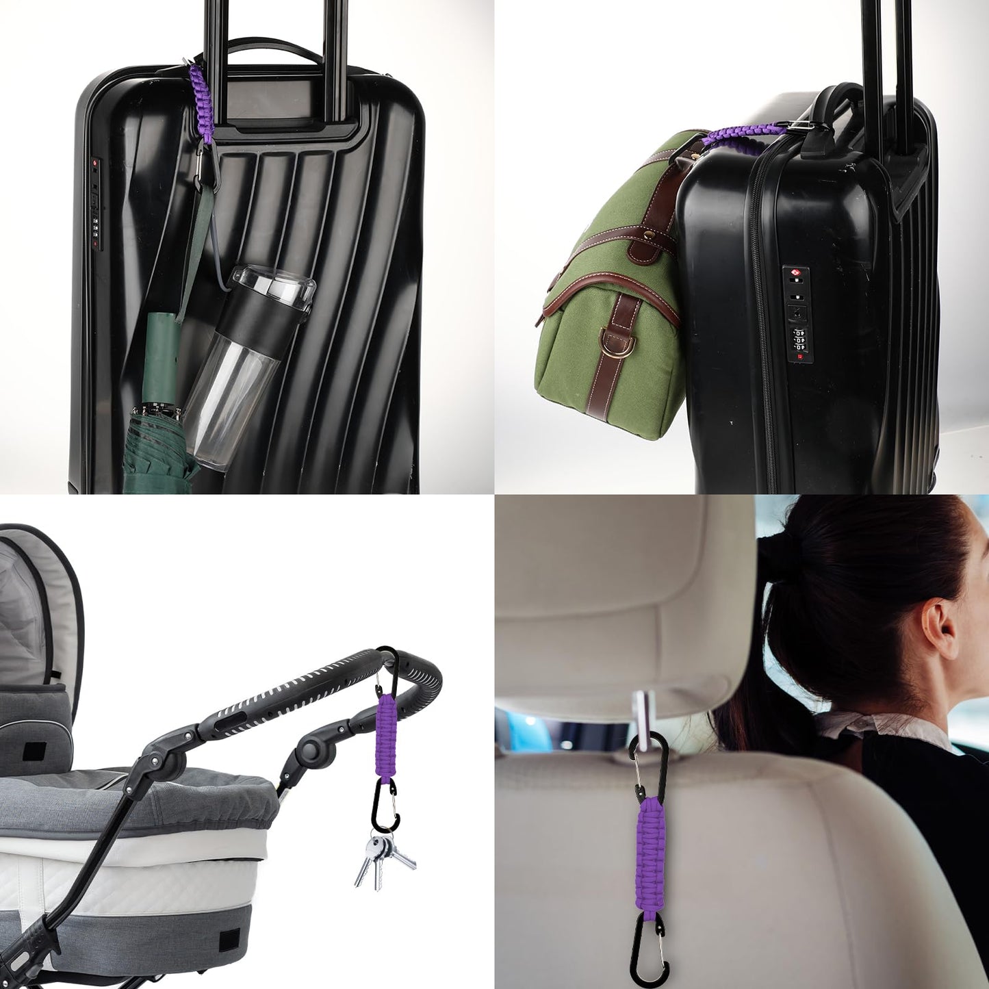 Abeillo 4 Pack Paracord Keychain, Heavy Duty Lanyard Clip for Backpacks, Quick Release Key Clip for Men/Women, Braided 550 Paracord for Outdoor Camping, Hiking, Fishing