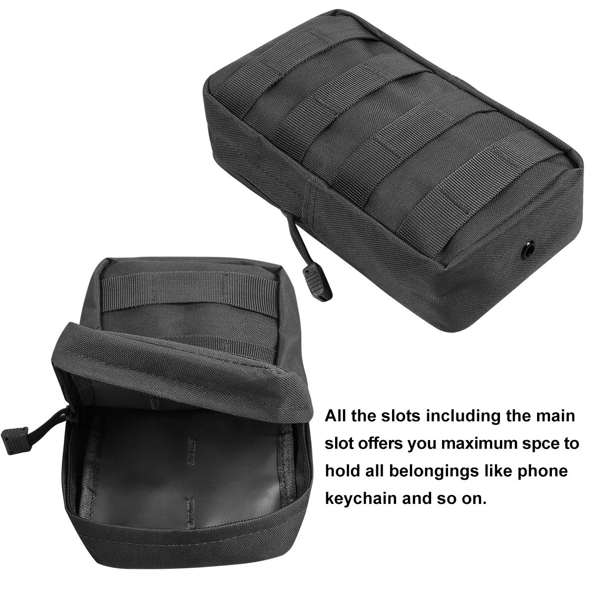 Gogoku 4-Pack Molle Pouch Long Tactical Molle Pouches Compact Utility EDC Waist Bag Pack Black