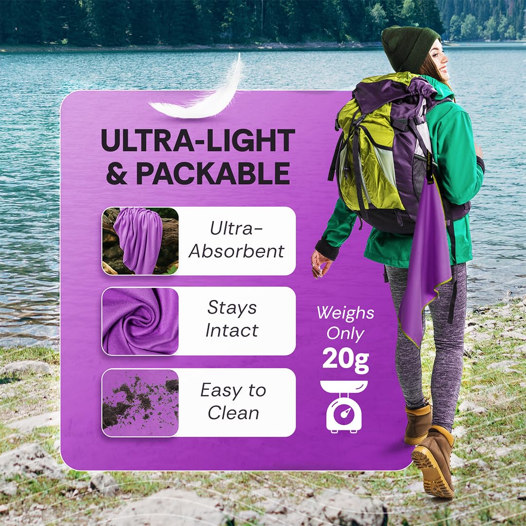 Elite Trail Magic Backpacking Ultralight Quick Dry Microfiber Soft Fast Drying Hand and Face Towel Wash Cloth Camping Yoga Hiking Active Lifestyle Small