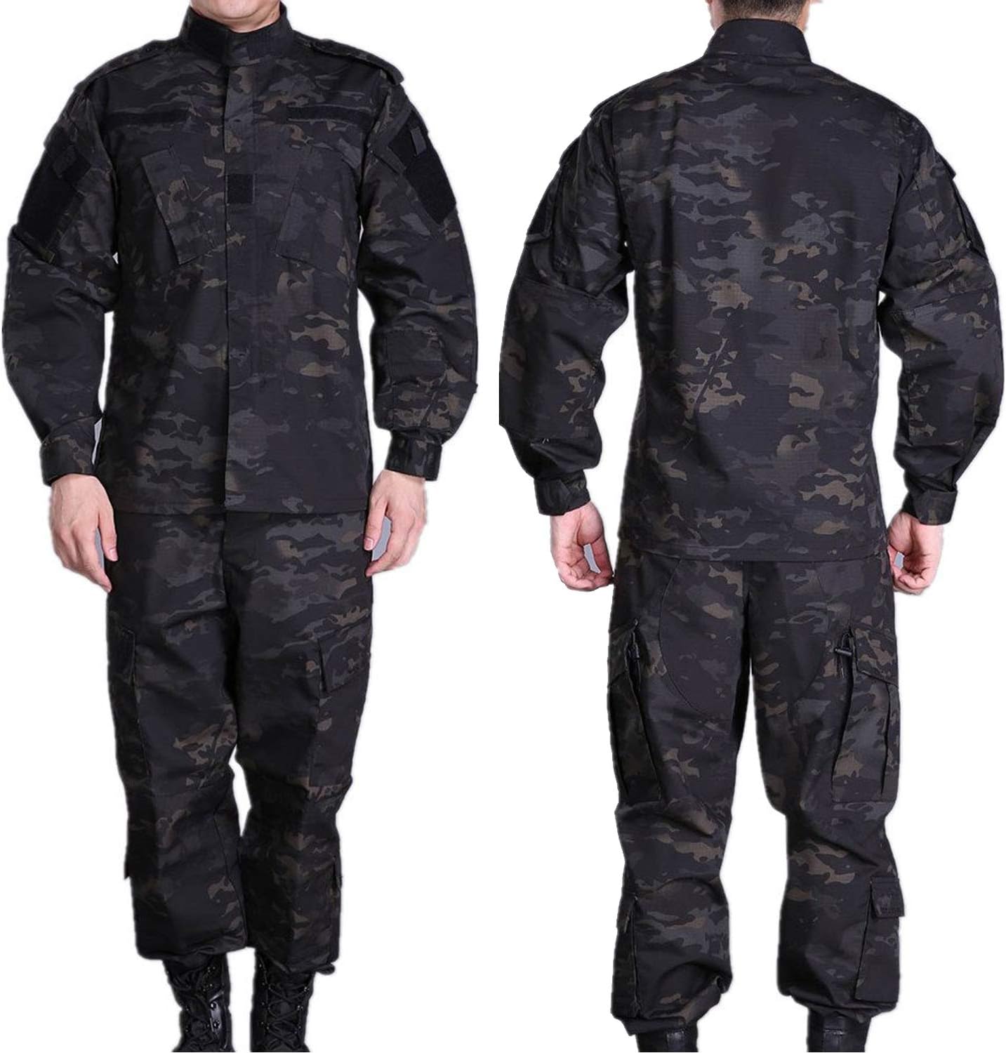 Tactical Suit Men’s Camo Combat BDU Jacket Shirt & Trousers Uniform Camo Suit Belt CS Game Military Paintball Airsoft