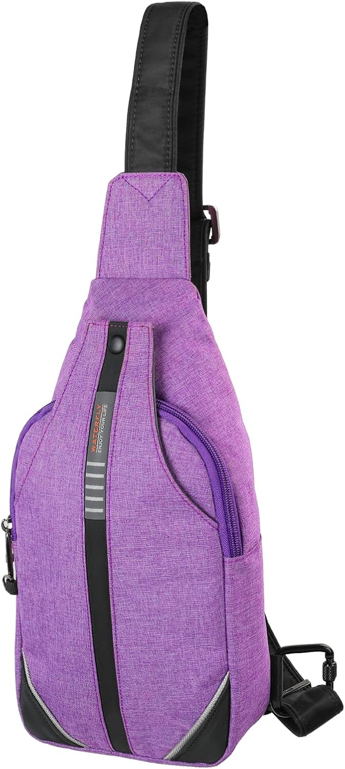 WATERFLY Small Crossbody Sling Backpack Anti Theft Backpack for Traveling Chest Bags for Men&Women Multipurpose Casual Daypack Hiking Shoulder Bag (Black)