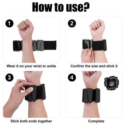 Beyoung Wrist and Ankle Weights for Women Men, Adjustable Workout Weights Set of 2 (1lb Each), Silicone Wrist Perfect for Gym, Yoga, Hiking, Aerobics, Movement (Black)