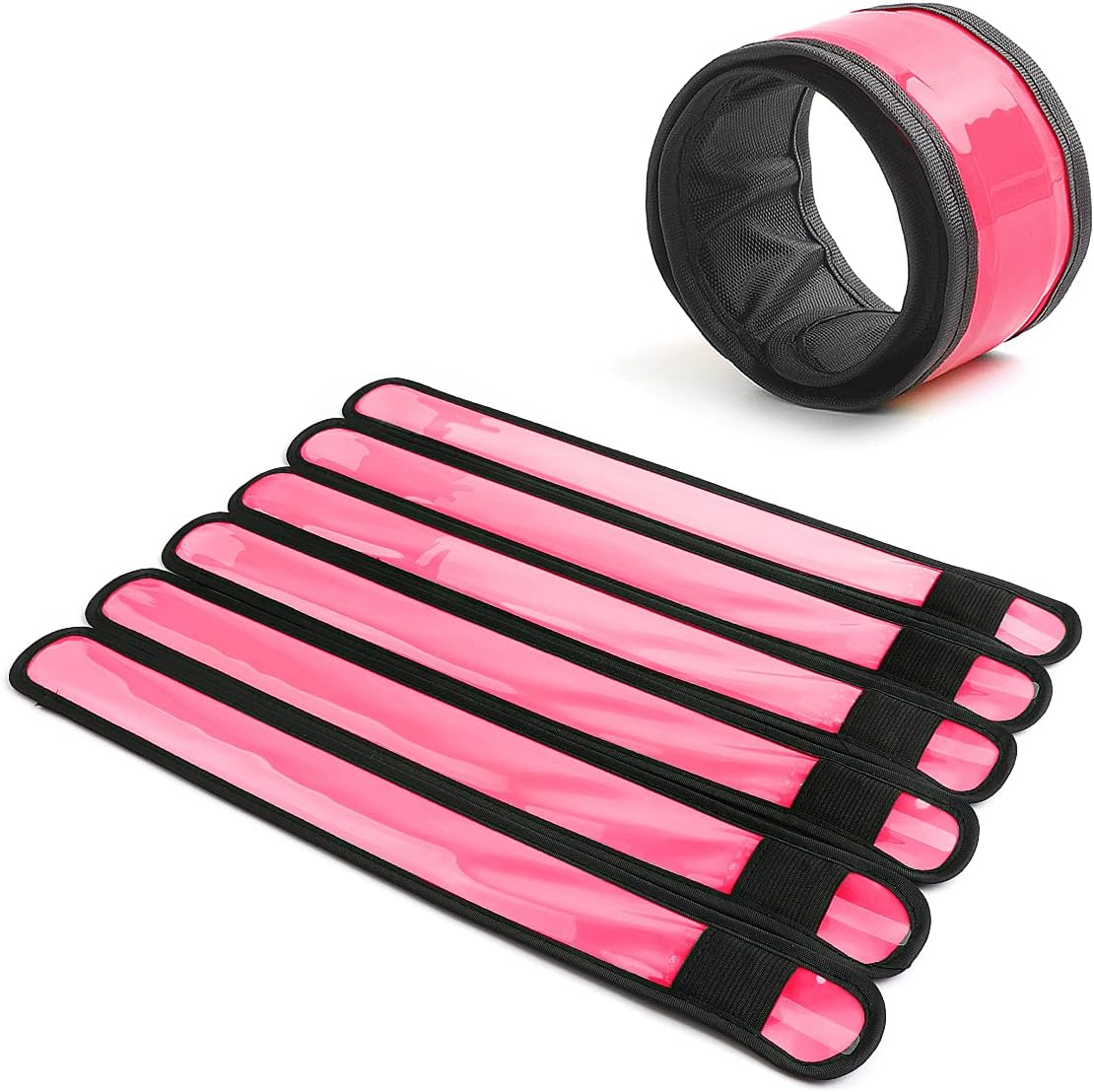 Pack of 6 LED Light Up Band Slap Bracelets Night Safety Wrist Band for Cycling Walking Running Concert Camping Outdoor Sports