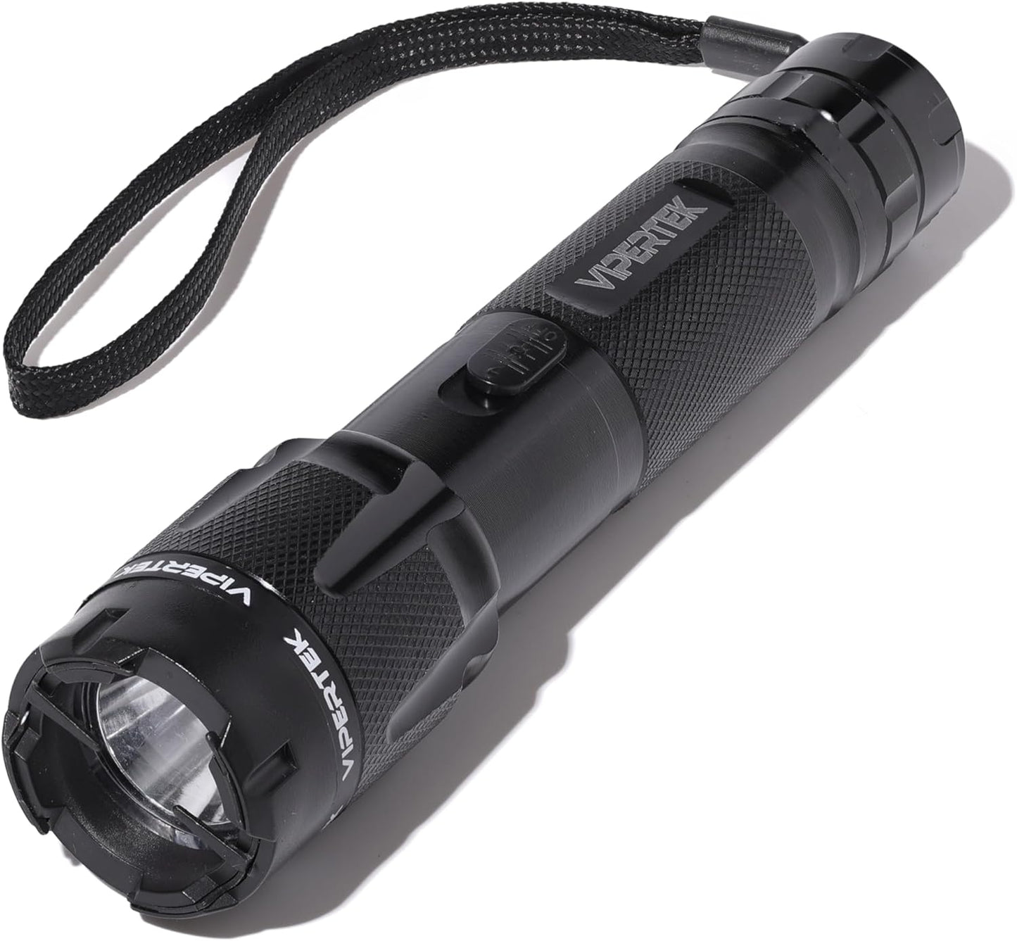 VIPERTEK VTS-T03 Aluminum Stun Gun for Self Defense Rechargeable with LED Flashlight, Black