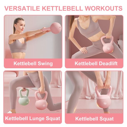 RUNWE Soft Kettlebell - Iron Sand Filled Shock-Proof Hand Weights, Strength Training Kettlebells 20lb Optional for Women Men or Children of Different Levels