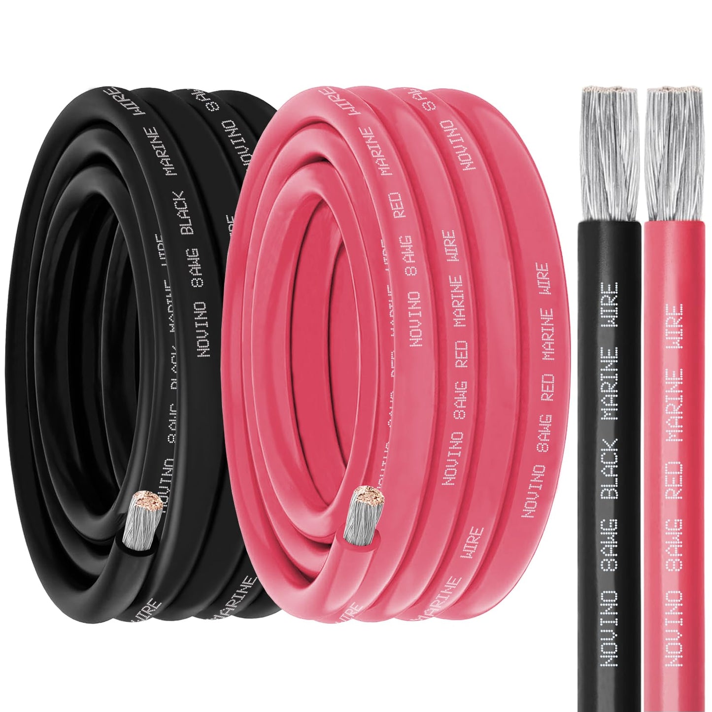 Marine Wire 8 Gauge Marine Grade Wire Include 8 AWG 30FT Red & 30FT Black,8 AWG Tinned Copper Boat Cable for Boat Speaker Automotive Battery Lighting Outdoor RV Camper Trailer