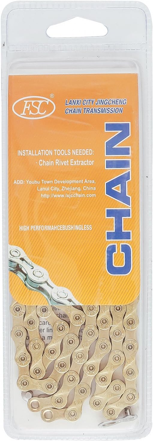 FSC 10 Speed 116 Links Bicycle Chain, Silver,Gold (1/2x11/128-Inch) Compatible with 9 Speed