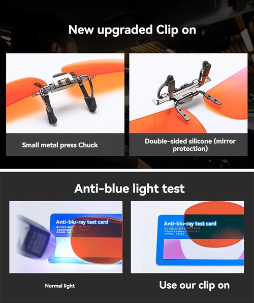 Night Driving Clip on Flip up Polarized Lens For Prescription Glasses, UV Protection Sunglasses Orange + case