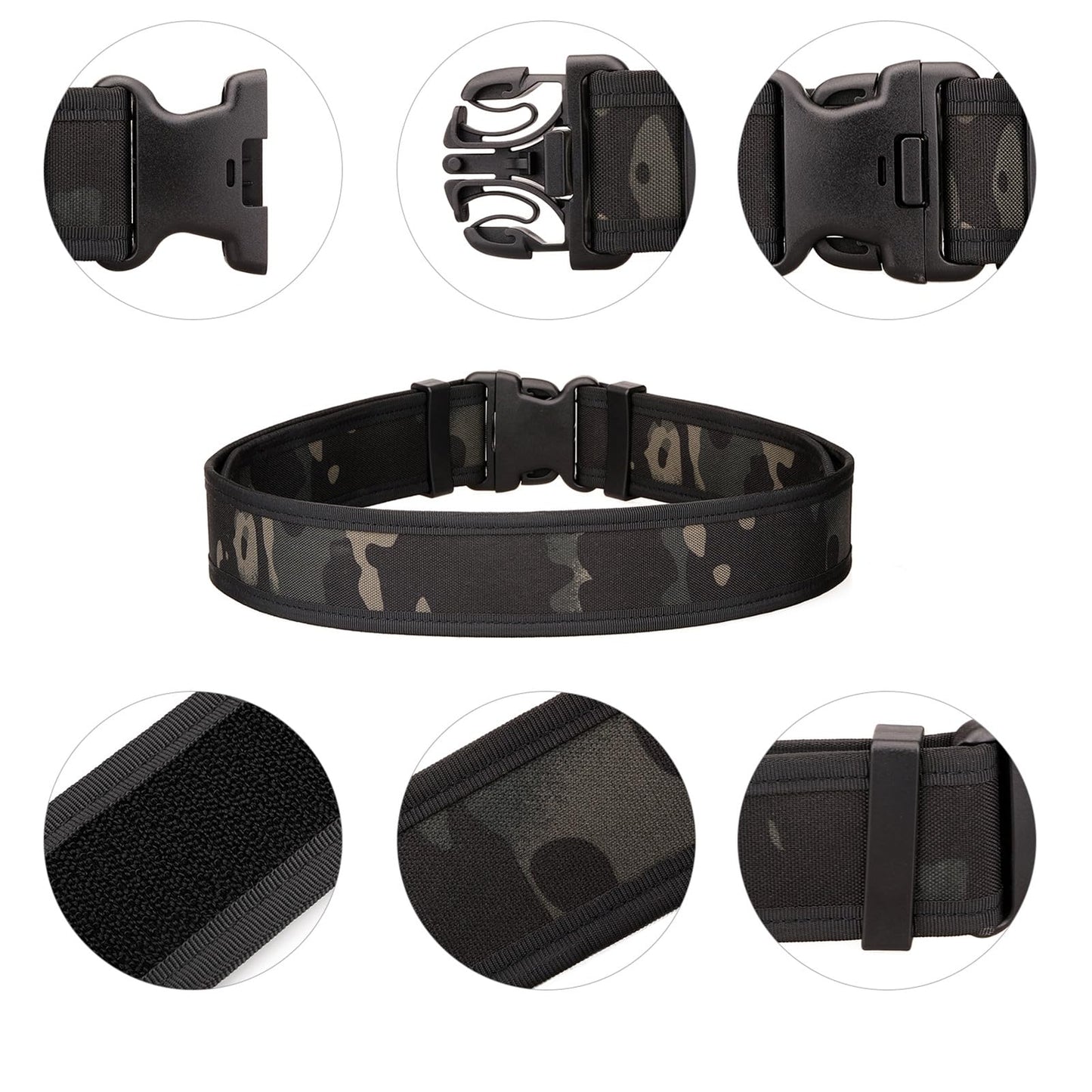 LAKE OF FIRE Nylon Mens Tactical Belt,2“Heavy-Duty Work Belt with Adjustable,Quick Release,Wear-Resistant (Black