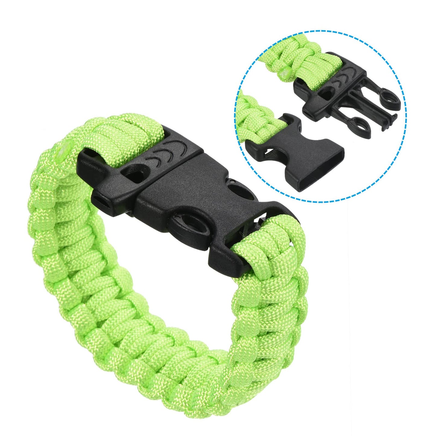 PATIKIL Survival Paracord Bracelets, Braided Parachute Bracelet with Plastic Buckle Party Favors Camping Gifts Outdoor Wraps for Men, Light Green