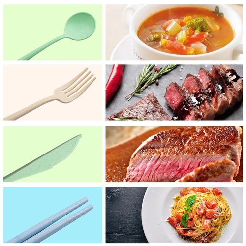 ELANE 4 Sets Reusable Travel Utensils Set with Case,Camping Cutlery Set Reusable Cutlery Set with Case,Utensil Sets for Lunch Picnic Daily Use Outdoor