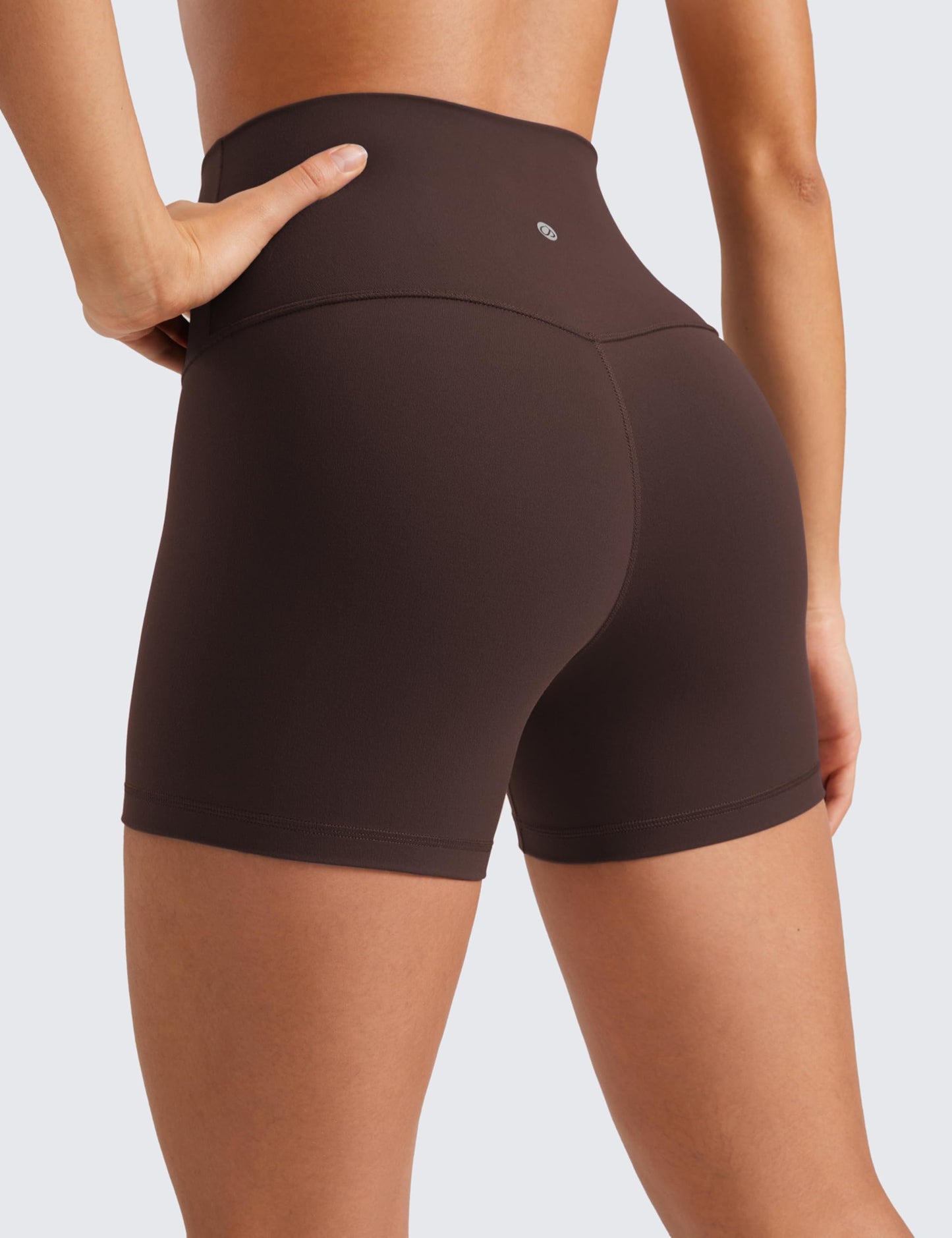 CRZ YOGA Butterluxe Biker Shorts 4'' - High Waisted Booty Workout Volleyball Yoga Womens Spandex Hot Fudge Brown Medium