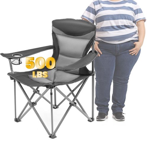 WILDROOTS Heavy Duty Fully Padded Camping Chair, Oversize Padded Arm Rest High Back Rest Folding Chair