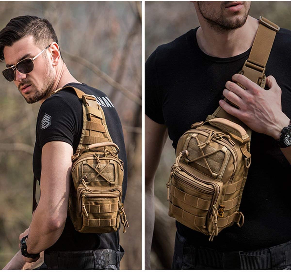 FAMI Outdoor Tactical Bag Backpack, Military Sport Bag Pack Sling Shoulder Backpack Tactical Satchel for Every Day Carry (Black)