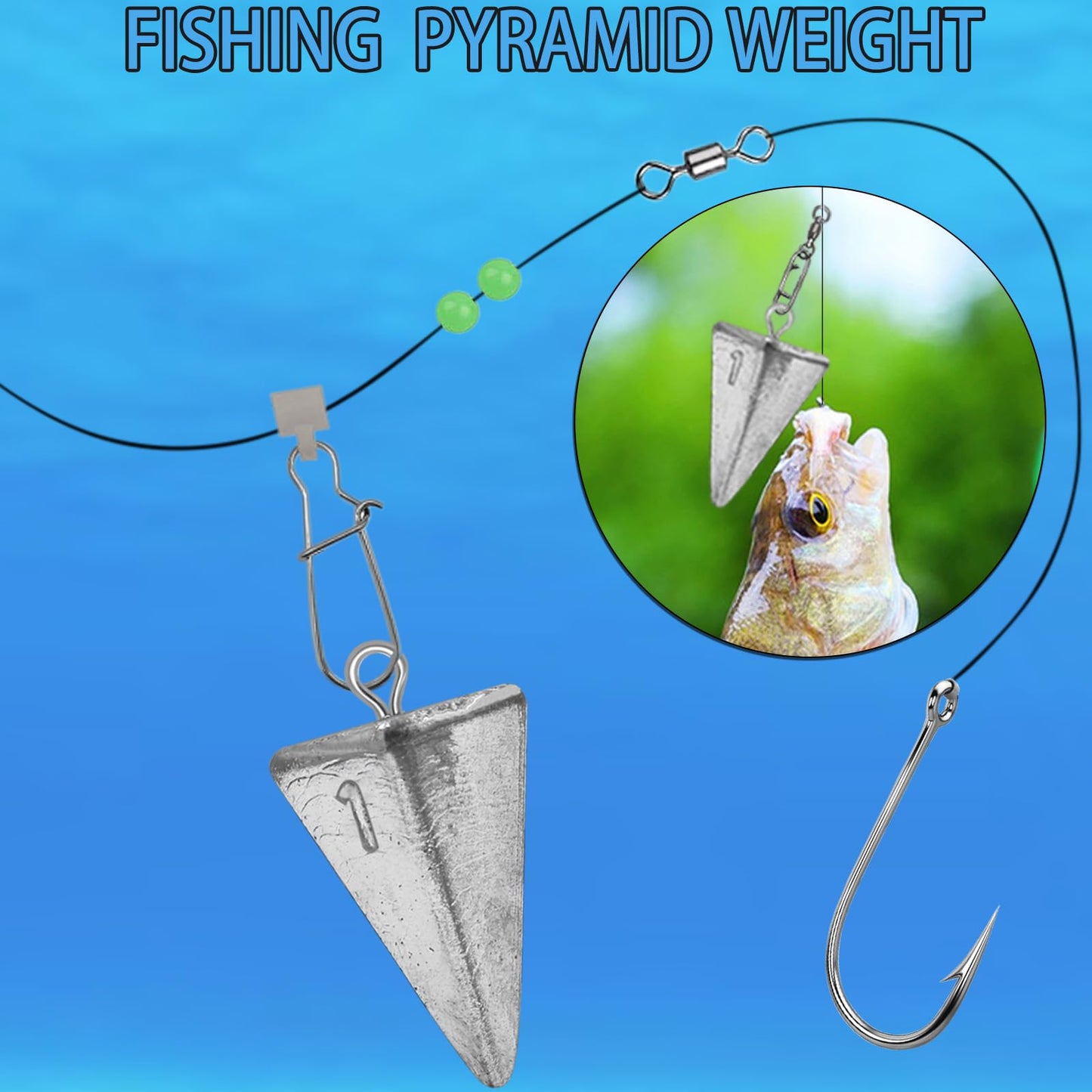 Fishing Weights Pyramid Sinkers Kit Bullet Fishing Weights Sinkers for Ocean Saltwater Surf Fishing - Essential Tackle Set in 1oz, 2oz, 3oz, 4oz Sizes