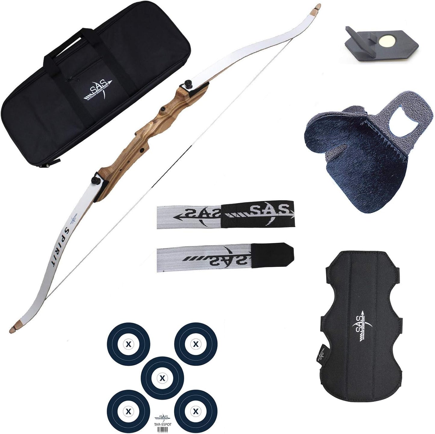 SAS Spirit Jr 54" Beginner Youth Wooden Archery Bow Takedown Kids Boy Girl Women Traditional Both Right Hand and Left Hand