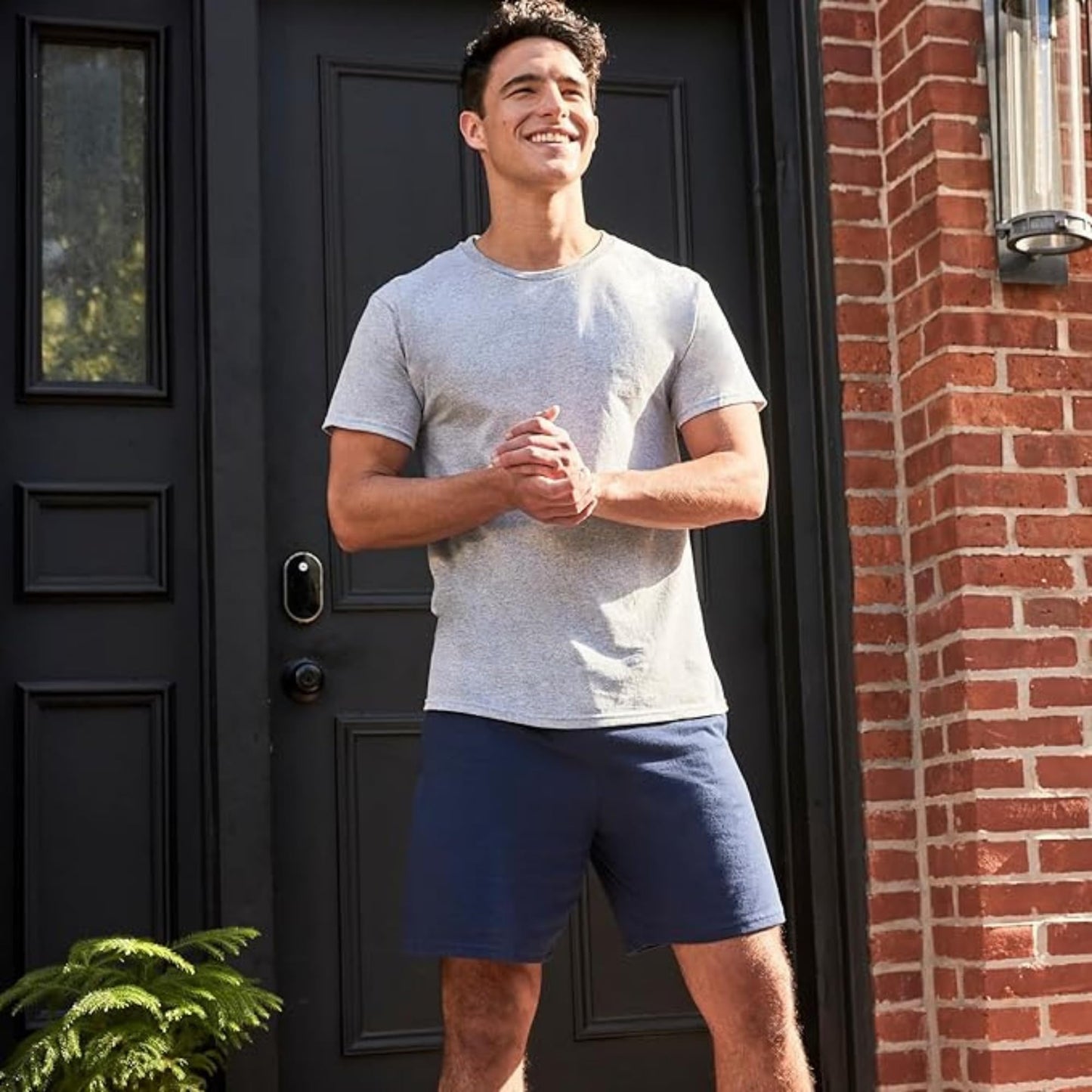 Hanes Mens Jersey Cotton With Pocket Workout-and-training-shorts, Camo Green Heather, Small US