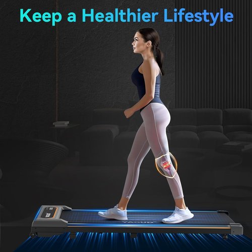 Yagud Walking Pad Treadmill for Home Office, Portable Under Desk Treadmill with Remote Control and LED Display, Walking Jogging Running Machine