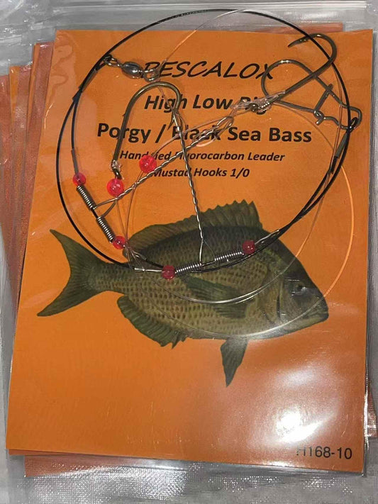 10Packs PESCALOX Porgy RIG Fluorocarbon Leader Porgy (Baitholder Hook 1/0)