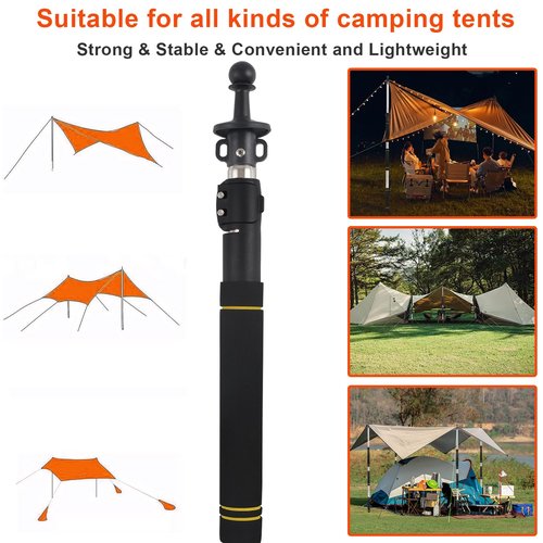 Tent Poles Replacement Heavy Duty, 4-8.5ft Telescoping tent poles for tarp with Steel Rod Adjustable Tarp Poles for Tarp Suitable for Canopy Awning Car Camping Convenient Carrying 1-Piece Set. (8.5ft)