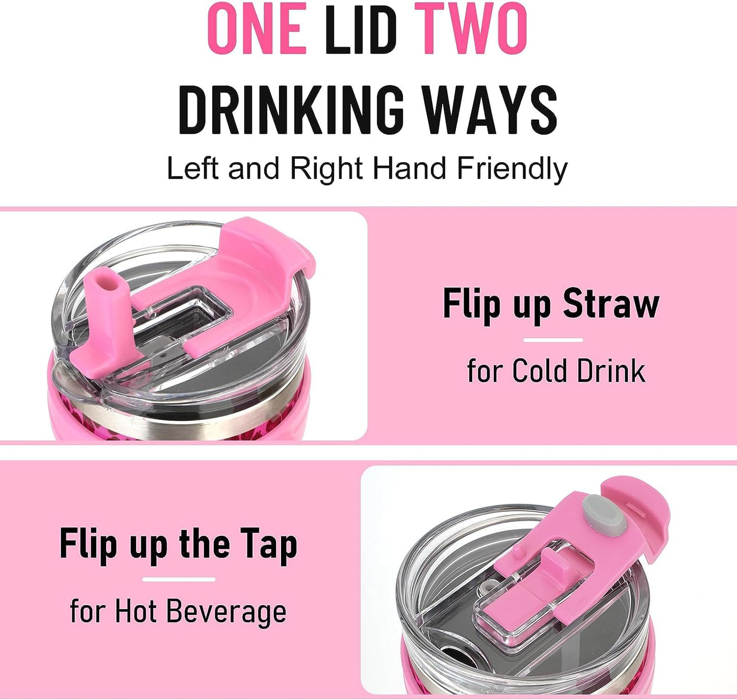 Zukro Replacement Lid for 50 oz & 40 oz cold1 Reduce Tumbler, Fit for 42 oz, 35 oz, 30 oz Yeti Rambler Tumbler, Press-in Leakproof 2-in-1 Flip Straw Lid fit for Hydrapeak 40 oz Cup, Bluewave