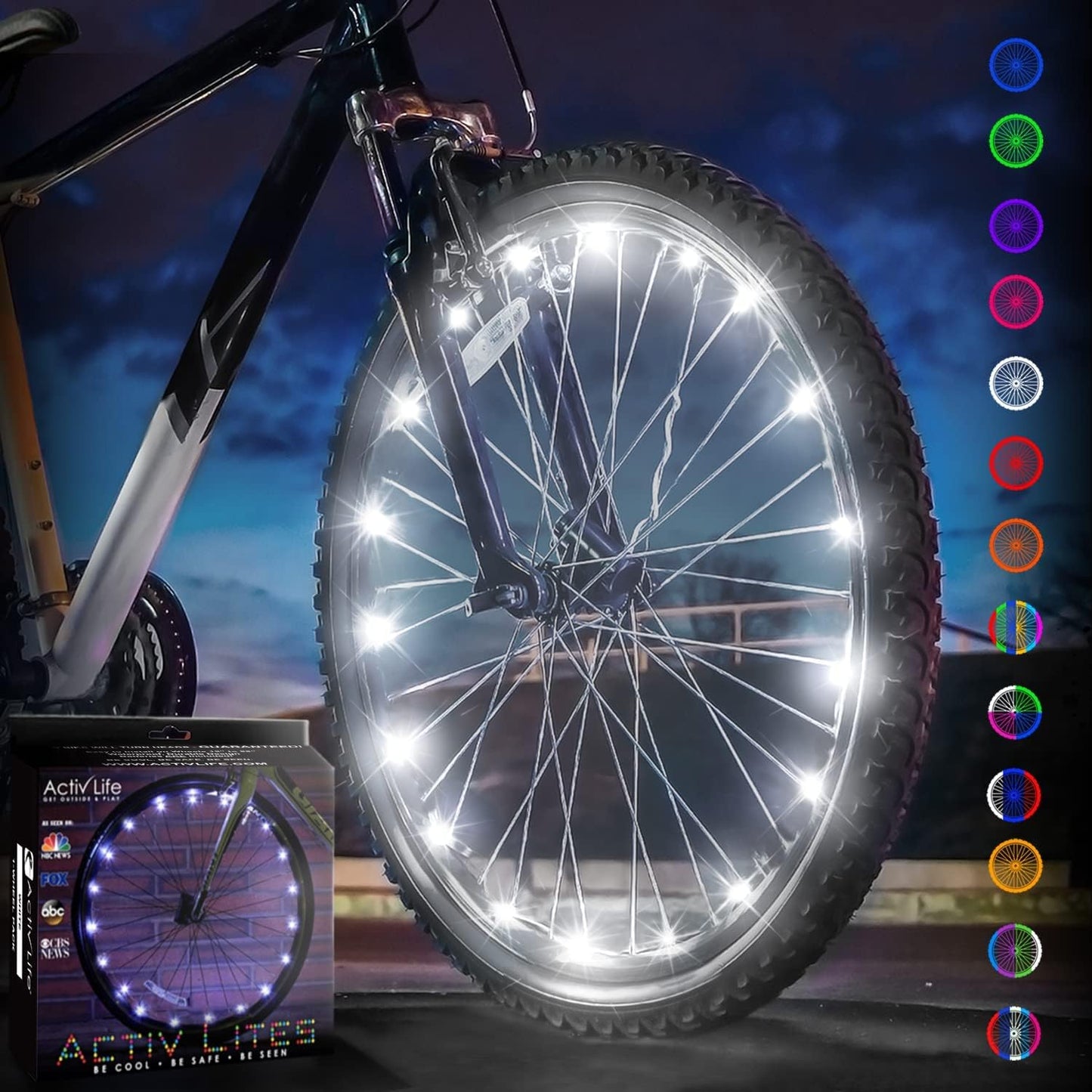 Activ Life LED Bike Wheel Lights with Batteries Included, Get 100% Brighter and Visible from All Angles for Ultimate Safety & Style (1 Tire Pack, Multicolor)