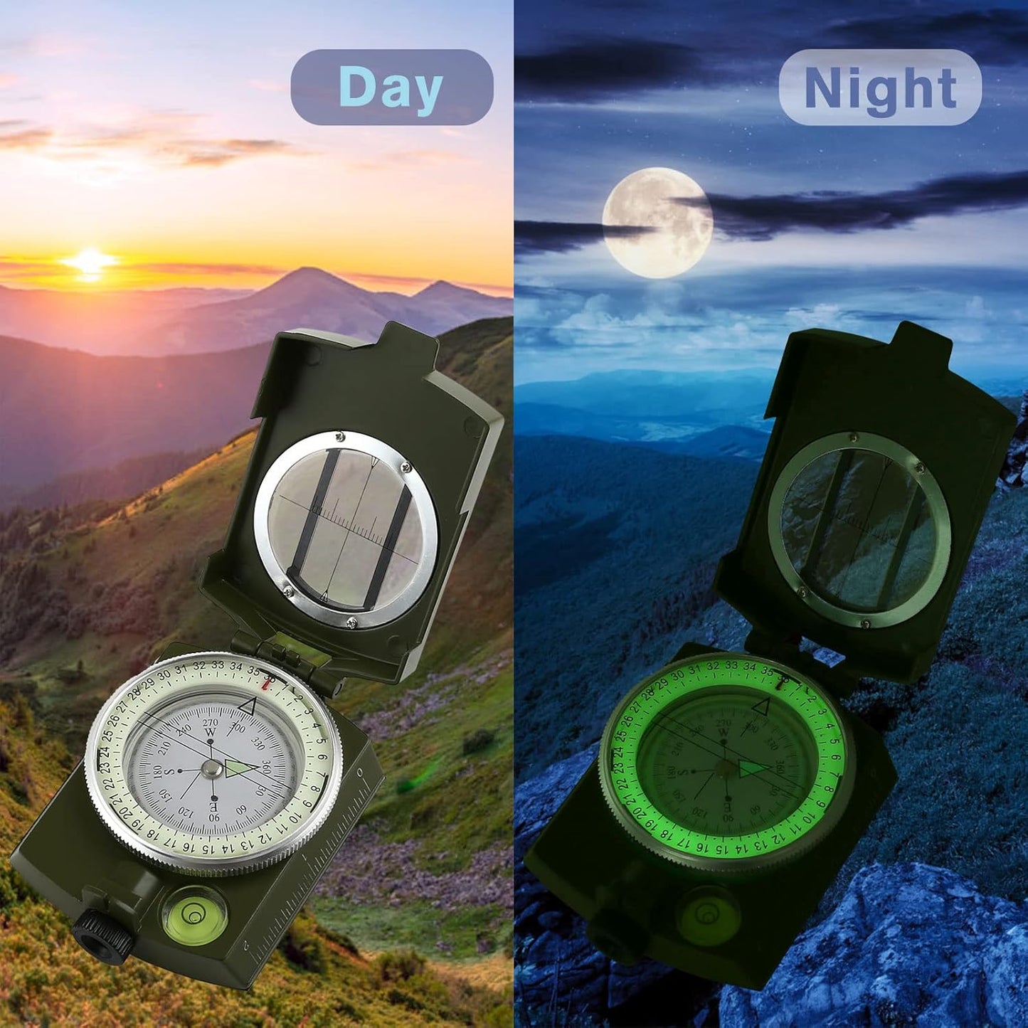 GWHOLE Military Lensatic Sighting Compass Waterproof for Outdoor Activities