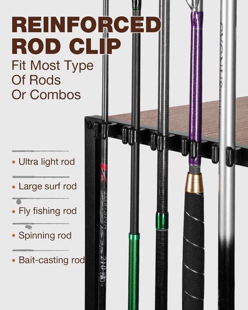 Ghosthorn Fishing Rod Holders for Garage Fishing Gear and equipment Rotating Tackle Storage Cart Pole Rod Rack Hold up to 10 Rods