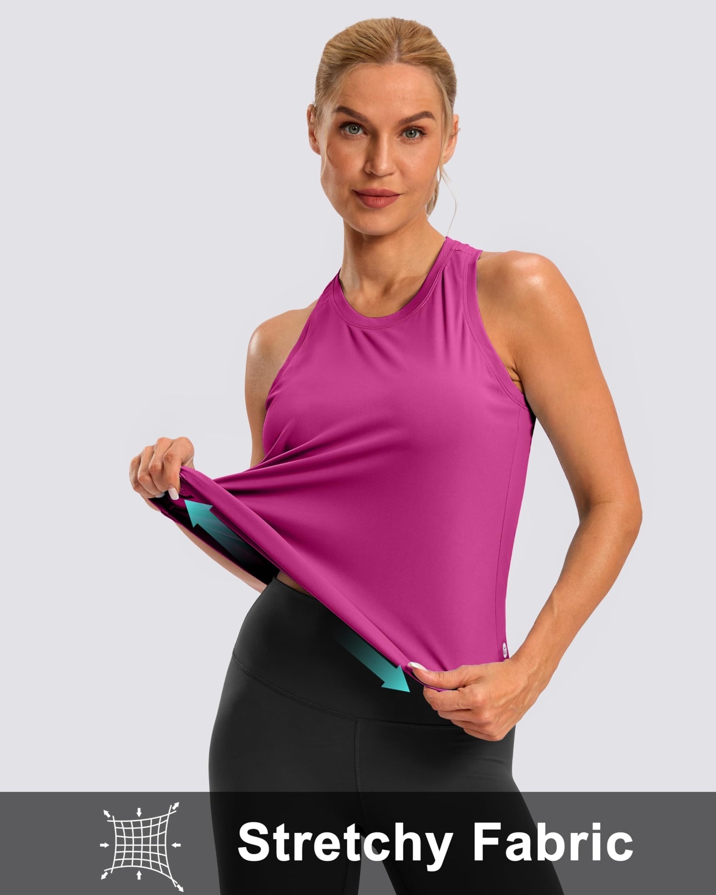 G Gradual Women's Workout Tank Tops Racerback Athletic Yoga Tops Loose Fit Sleeveless Running Gym Sports Shirts for Women(Rose Red,L)