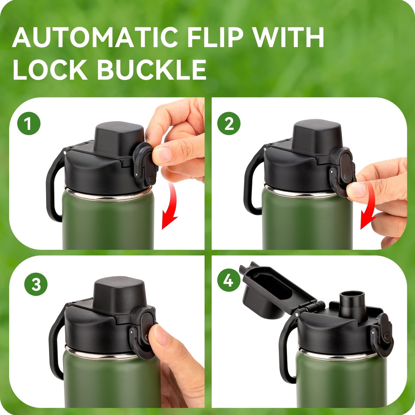 Auto Flip for Hydro Flask 12 16 18 20 32 40 64 oz Wide Mouth, Replacement Spout Lid For HydroFlask Cap Leak Proof BPA Free, Compatible with ThermoFlask Takeya Iron Flask HydroCell Simple Modern Koodee