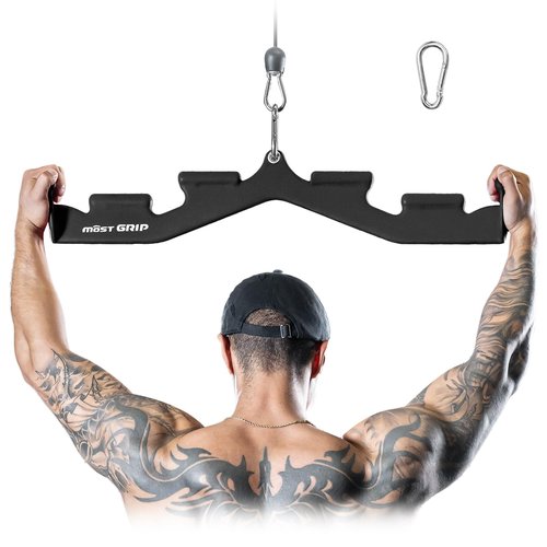 MOST GRIP LAT Pull Down Bar with 6 Ergonomic Handles, Neutral Grip LAT Pulldown Attachments for Whole Back Training, Wide Grip LAT Pulldown Bars for Home Gym Cable