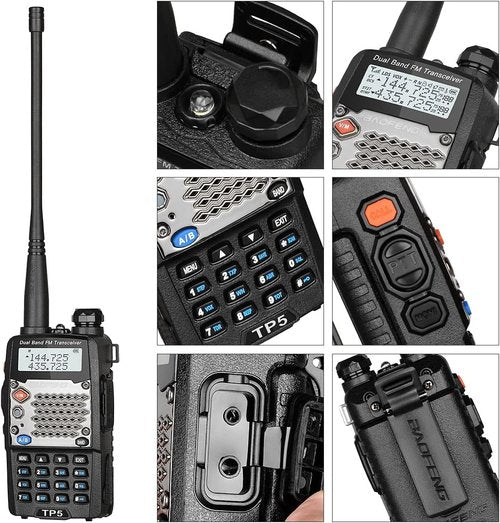 Baofeng UV-5R Two Way Radio Dual Band 144-148/420-450Mhz Walkie Talkie 1800mAh Li-ion Battery(Black)