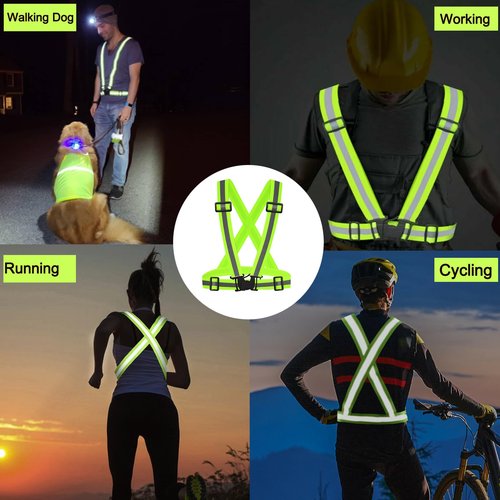 Oeyliz Reflective Vest Reflective Running Vest Men Women 2 Pack Safety Vest High Visibility Vest Night Running Vest Running Gear Adjustable Reflective Safety Running Walking Cycling(Orange+Green)