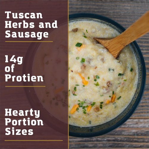 Packit Gourmet Polenta with Pork Sausage| Premium Freeze Dried Backpacking & Camping Food | Large Portions | High Protein | Real Meat | Just Add Water Meals |All-Natural Ingredients | Made in USA |Freeze-Dried and Dehydrated Foods