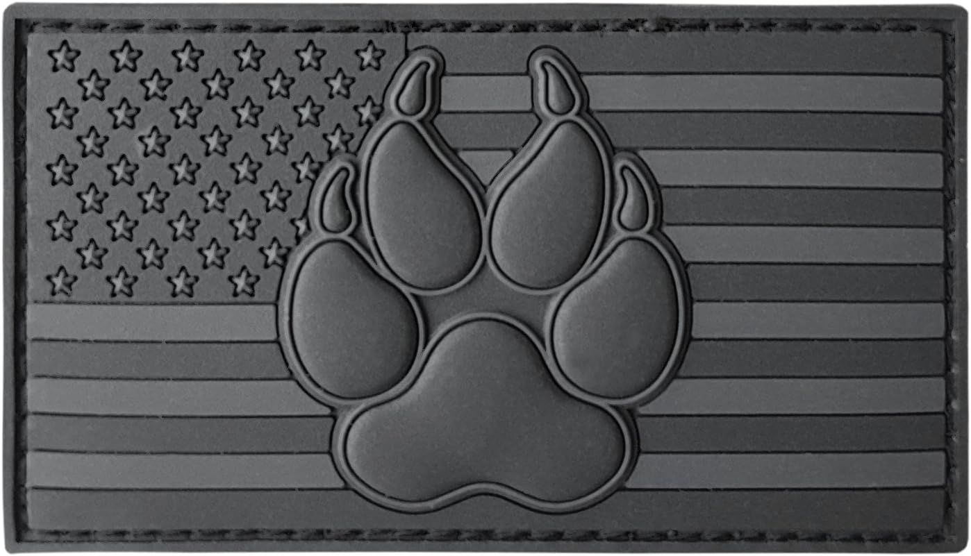 American K9 Patch Tactical PVC Badge Compatible with Velcro Dog Patches for Harness - Service Dog Patches, K9 Patches, Dog Vest Patches, Patches for Hats (Black White - Glow Dark)