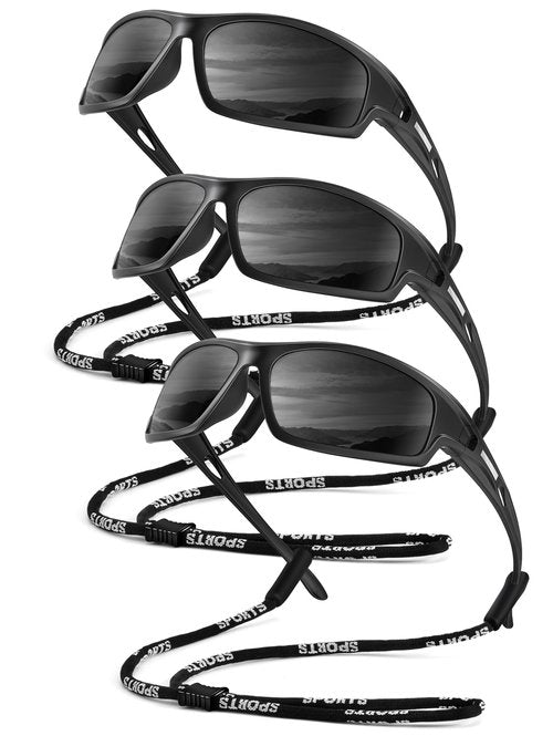 QALLY Polarized-Sunglasses-Men Sports Mens-Sunglasses: Sun-Glasses with UV400 Protection for Driving Golf Fishing Running
