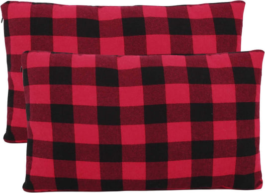 REDCAMP Small Camping Pillow Lightweight and Compressible, Flannel Travel Pillow with Removable Pillow Cover, 2 Pack